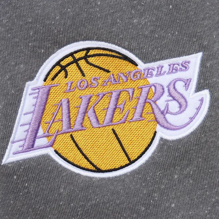 Mitchell and Ness Snow Washed Fleece Hoodie Vintage Logo Los Angeles Lakers Men Hoodies and Sweatshirts
