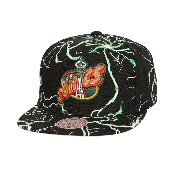 Mitchell and Ness Storm Season Snapback HWC Seattle Supersonics Men Hats and Headwear Mitchell and Ness Storm Season Snapback HWC Seattle Supersonics Men Hats and Headwear