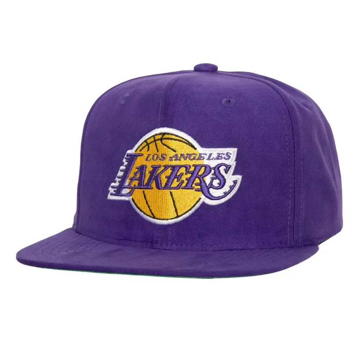 Mitchell and Ness Sweet Suede Snapback Los Angeles Lakers Men Hats and Headwear Mitchell and Ness Sweet Suede Snapback Los Angeles Lakers Men Hats and Headwear