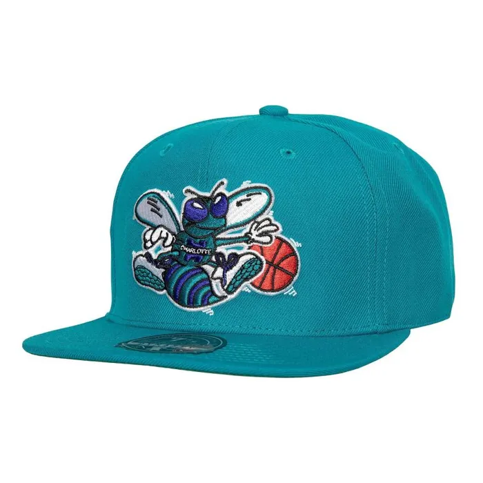 Mitchell and Ness Team Ground 20 Fitted Hat HWC Charlotte Hornets Men Hats and Headwear Mitchell and Ness Team Ground 20 Fitted Hat HWC Charlotte Hornets Men Hats and Headwear