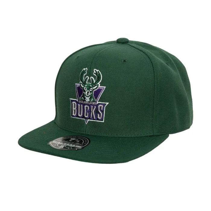 Mitchell and Ness Team Ground 20 Fitted HWC Milwaukee Bucks Men Hats and Headwear Mitchell and Ness Team Ground 20 Fitted HWC Milwaukee Bucks Men Hats and Headwear