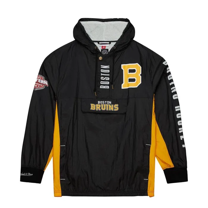 Mitchell and Ness Team OG 20 Anorak Windbreaker Current Logo Boston Bruins Men Jackets and Outerwear Mitchell and Ness Team OG 20 Anorak Windbreaker Current Logo Boston Bruins Men Jackets and Outerwear