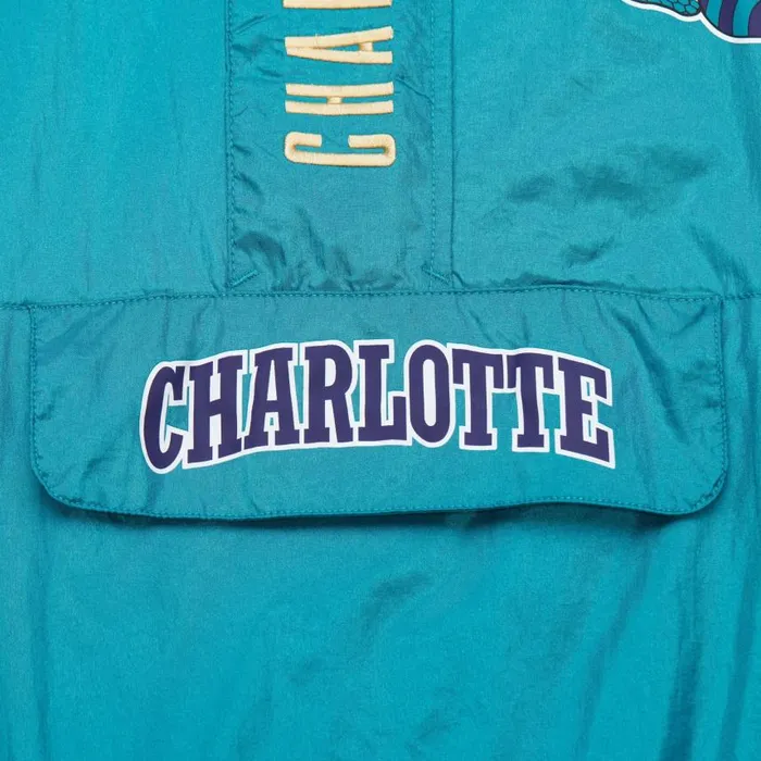 Mitchell and Ness Team OG 20 Anorak Windbreaker Vintage Logo Charlotte Hornets Men Jackets and Outerwear