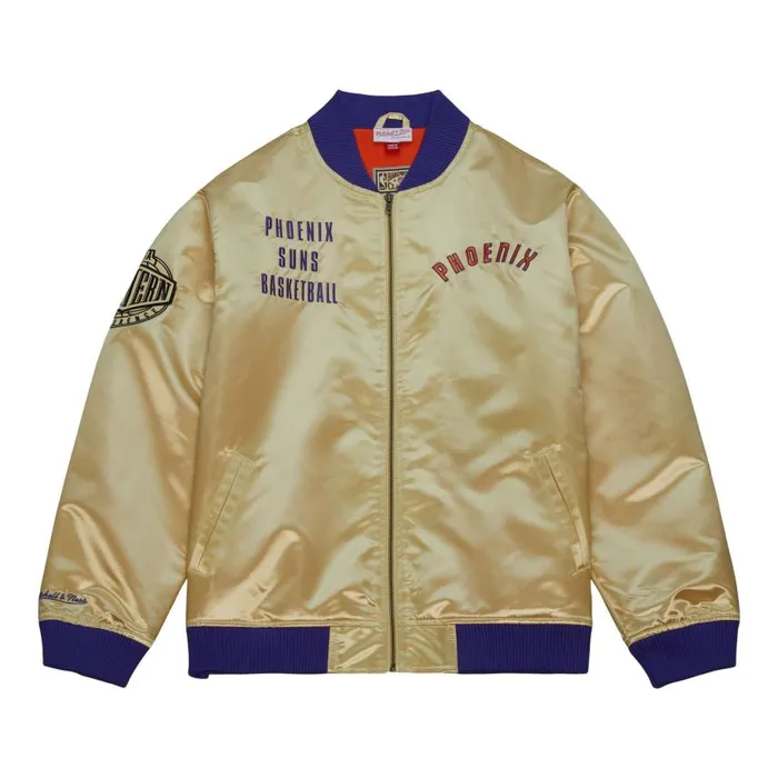 Mitchell and Ness Team OG 20 Lightweight Satin Jacket Vintage Logo Phoenix Suns Men Jackets and Outerwear Mitchell and Ness Team OG 20 Lightweight Satin Jacket Vintage Logo Phoenix Suns Men Jackets and Outerwear