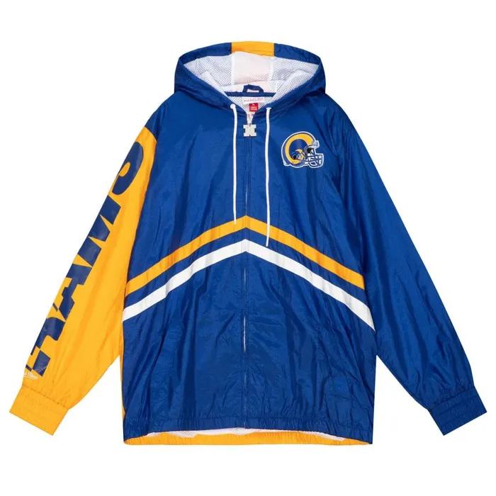 Mitchell and Ness Undeniable Full Zip Windbreaker Los Angeles Rams Men Jackets and Outerwear Mitchell and Ness Undeniable Full Zip Windbreaker Los Angeles Rams Men Jackets and Outerwear