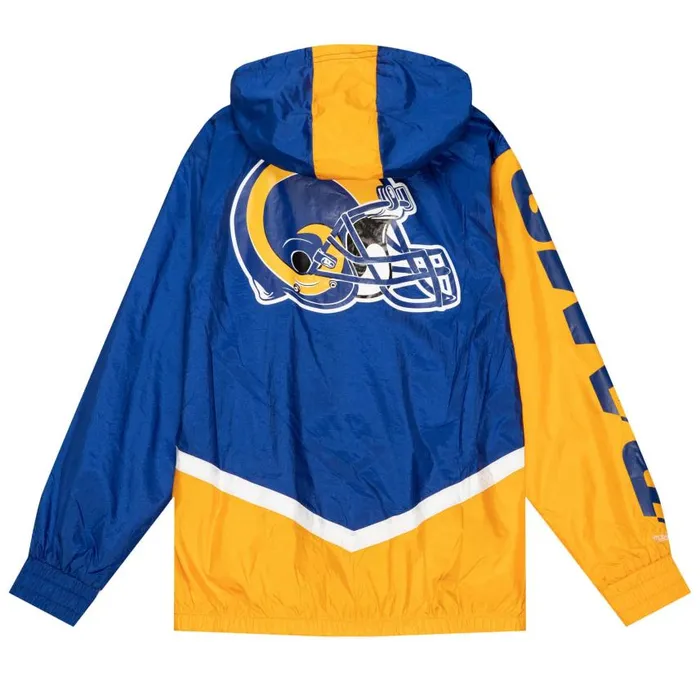 Mitchell and Ness Undeniable Full Zip Windbreaker Los Angeles Rams Men Jackets and Outerwear