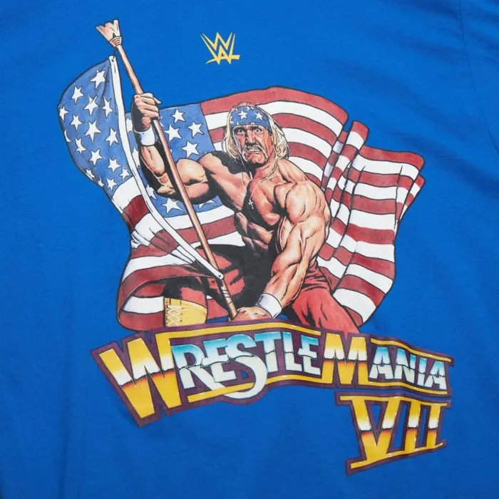 Mitchell and Ness WM7 Throwback Tee Wrestlemania Hulk Hogan Men TShirts and Tops Mitchell and Ness WM7 Throwback Tee Wrestlemania Hulk Hogan Men TShirts and Tops