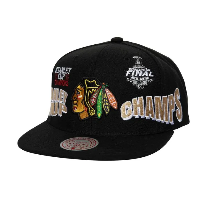 Mitchell and Ness World Champs Snapback Chicago Blackhawks Men Hats and Headwear Mitchell and Ness World Champs Snapback Chicago Blackhawks Men Hats and Headwear