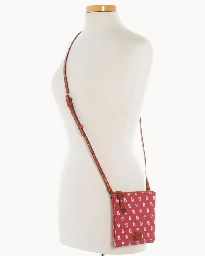 MLB Cardinals Small North South Top Zip Crossbody Cardinals Women Dooney and Bourke Crossbodies