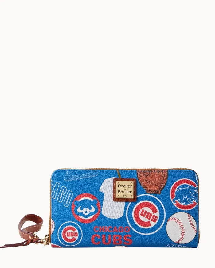 MLB Cubs Large Zip Around Wristlet Cubs Women Dooney and Bourke Wallets