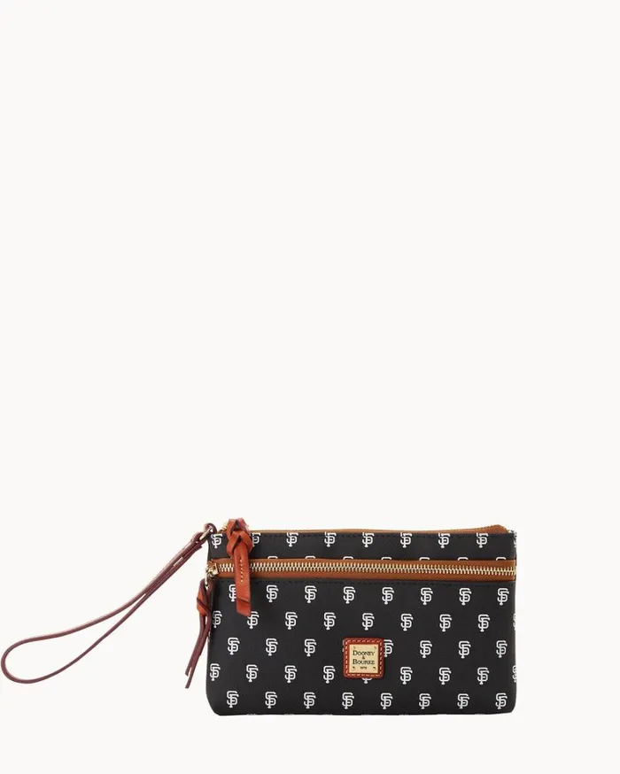 MLB Giants Double Zip Wristlet Giants Women Dooney and Bourke Wallets