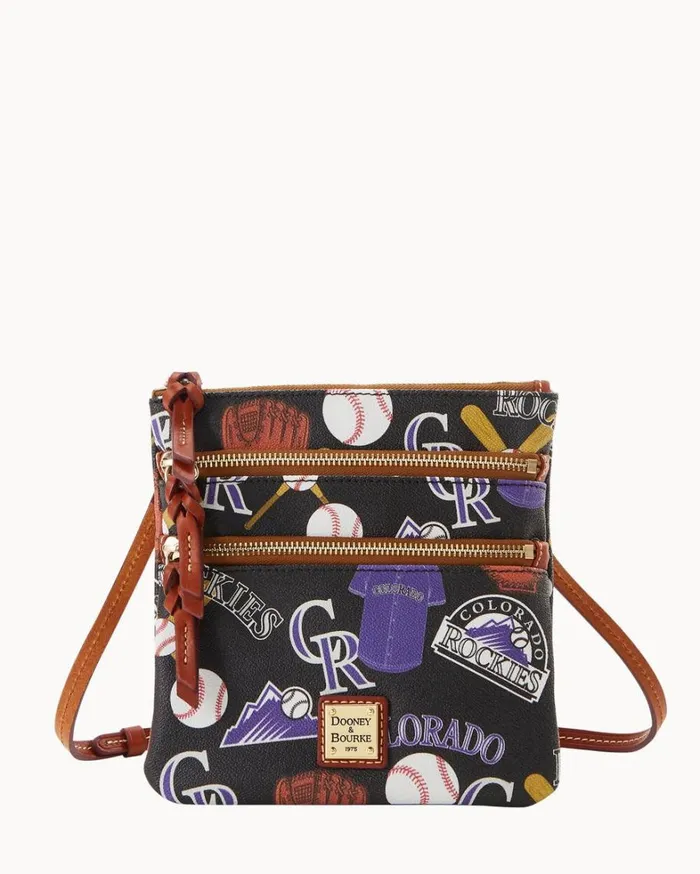 MLB Rockies North South Triple Zip Crossbody Rockies Women Dooney and Bourke Crossbodies MLB Rockies North South Triple Zip Crossbody Rockies Women Dooney and Bourke Crossbodies