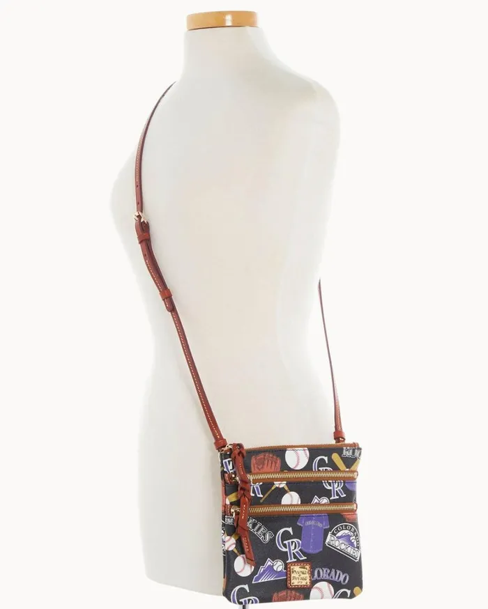 MLB Rockies North South Triple Zip Crossbody Rockies Women Dooney and Bourke Crossbodies MLB Rockies North South Triple Zip Crossbody Rockies Women Dooney and Bourke Crossbodies