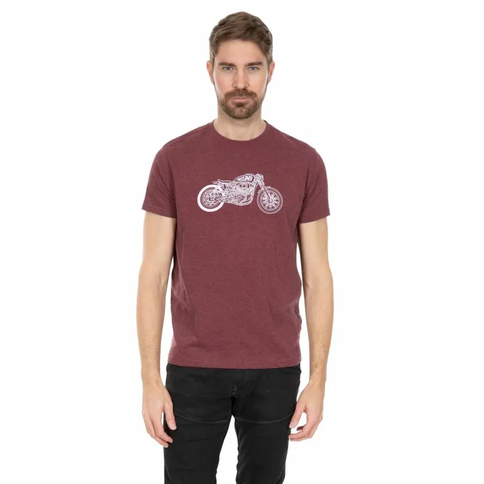 Motorbike Printed Casual TShirt Prune Marl Men Trespass TShirts