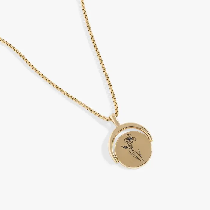 Necklaces Women Alex And Ani February Birthstone And Flower Flip Charm Necklace Stainless Steel Gold