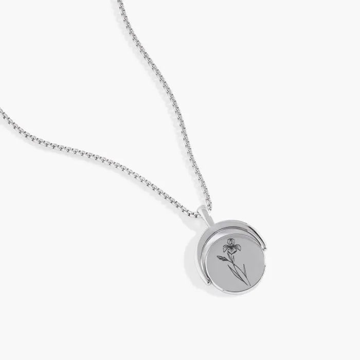 Necklaces Women Alex And Ani February Birthstone And Flower Flip Charm Necklace Stainless Steel Gold