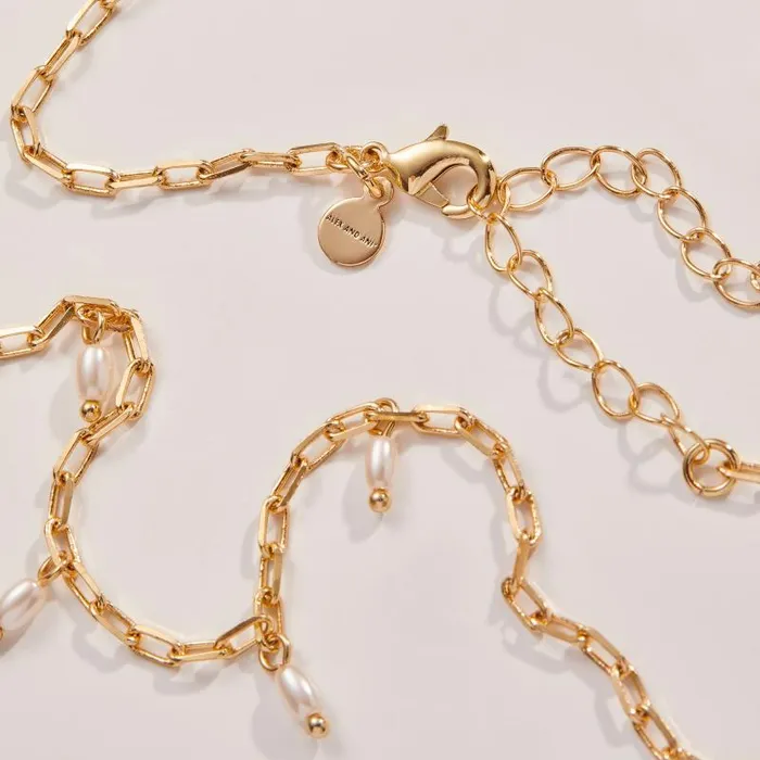Necklaces Women Alex And Ani Pearl Tear Drop Necklace Gold