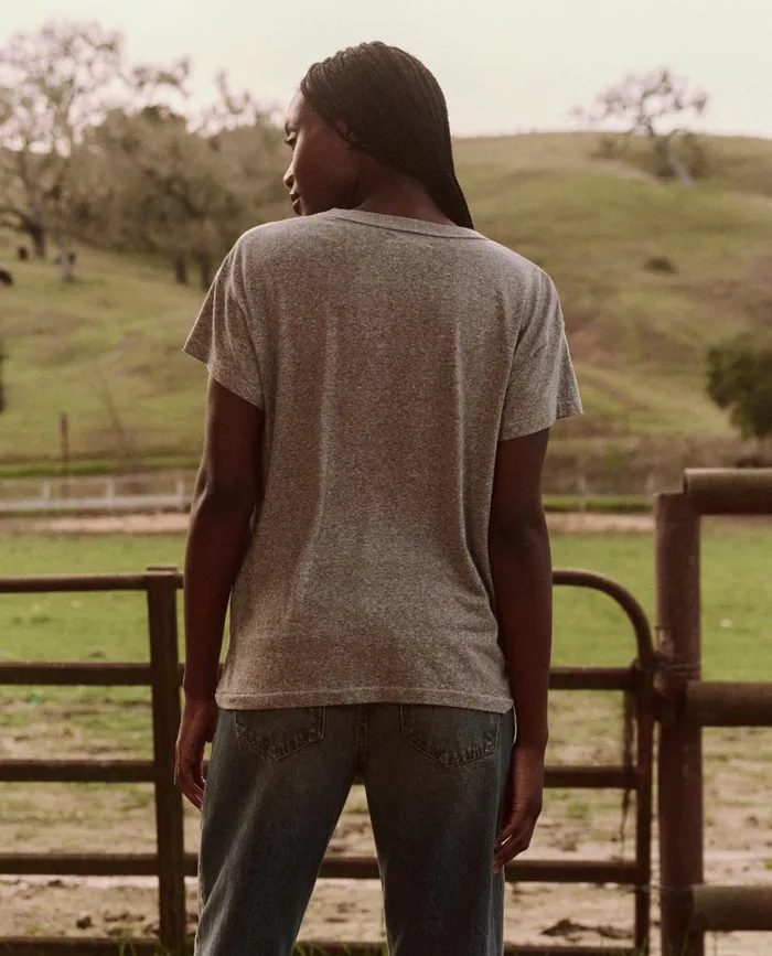 Novelty Tees and Sweats Women The Great The Boxy Crew Graphic Heather Grey With Rodeo Graphic