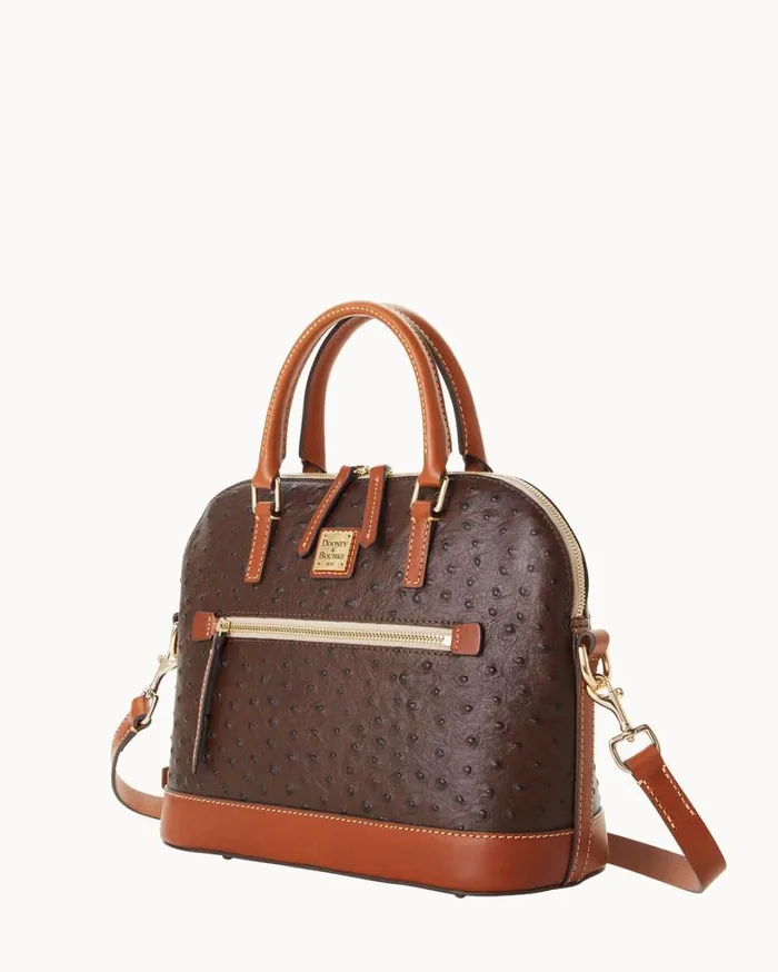 Ostrich Domed Satchel Brown Tmoro Women Dooney and Bourke Satchels Ostrich Domed Satchel Brown Tmoro Women Dooney and Bourke Satchels