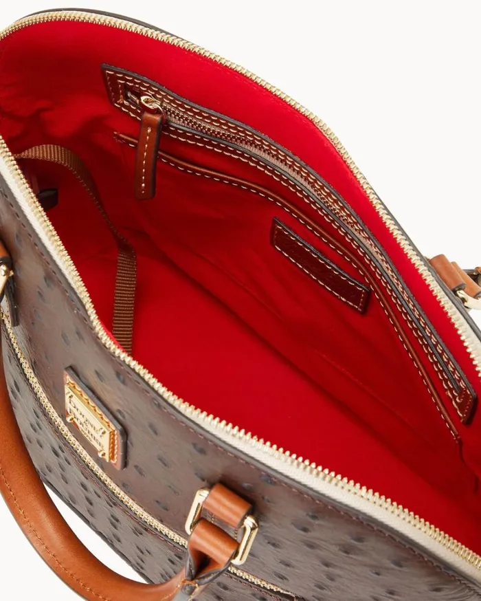 Ostrich Domed Satchel Brown Tmoro Women Dooney and Bourke Satchels Ostrich Domed Satchel Brown Tmoro Women Dooney and Bourke Satchels