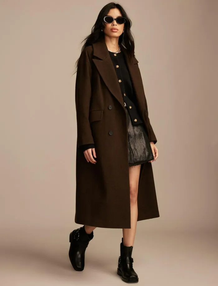 Oversized Maxi Coat Espresso Women Lucky Brand Jackets and Outerwear
