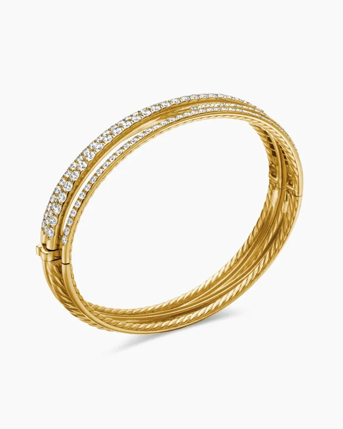 Pav Crossover Three Row Bracelet In 18K Yellow Gold With Diamonds 11mm Women David Yurman Bangle Pav Crossover Three Row Bracelet In 18K Yellow Gold With Diamonds 11mm Women David Yurman Bangle