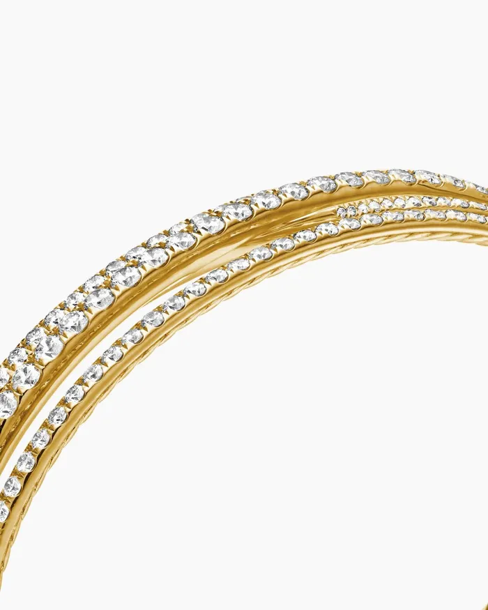Pav Crossover Three Row Bracelet In 18K Yellow Gold With Diamonds 11mm Women David Yurman Bangle Pav Crossover Three Row Bracelet In 18K Yellow Gold With Diamonds 11mm Women David Yurman Bangle