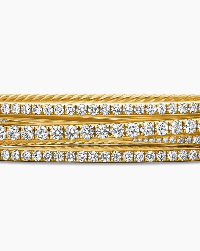 Pav Crossover Three Row Bracelet In 18K Yellow Gold With Diamonds 11mm Women David Yurman Bangle Pav Crossover Three Row Bracelet In 18K Yellow Gold With Diamonds 11mm Women David Yurman Bangle