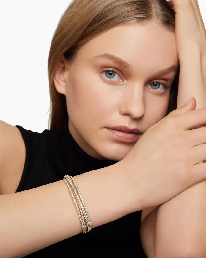 Pav Crossover Three Row Bracelet In 18K Yellow Gold With Diamonds 11mm Women David Yurman Bangle Pav Crossover Three Row Bracelet In 18K Yellow Gold With Diamonds 11mm Women David Yurman Bangle