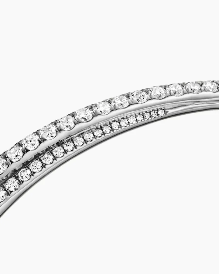 Pav Crossover Two Row Bracelet In 18K White Gold 55mm Women David Yurman Bangle Pav Crossover Two Row Bracelet In 18K White Gold 55mm Women David Yurman Bangle