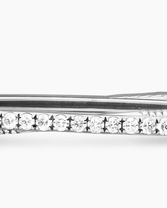 Pav Crossover Two Row Bracelet In 18K White Gold 55mm Women David Yurman Bangle Pav Crossover Two Row Bracelet In 18K White Gold 55mm Women David Yurman Bangle