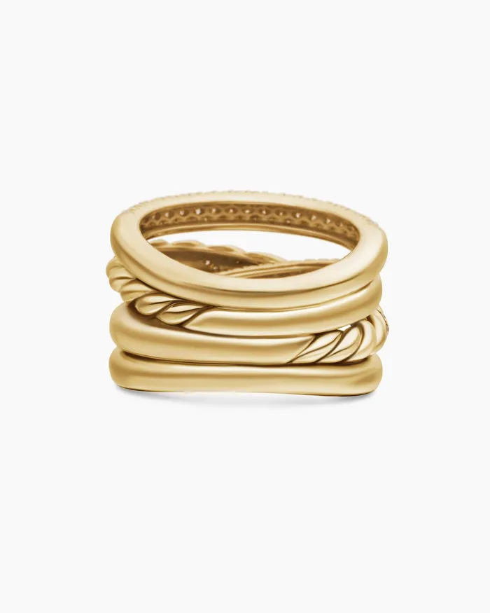 Pav Four Row Ring In 18K Yellow Gold 15mm Women David Yurman Statement Pav Four Row Ring In 18K Yellow Gold 15mm Women David Yurman Statement