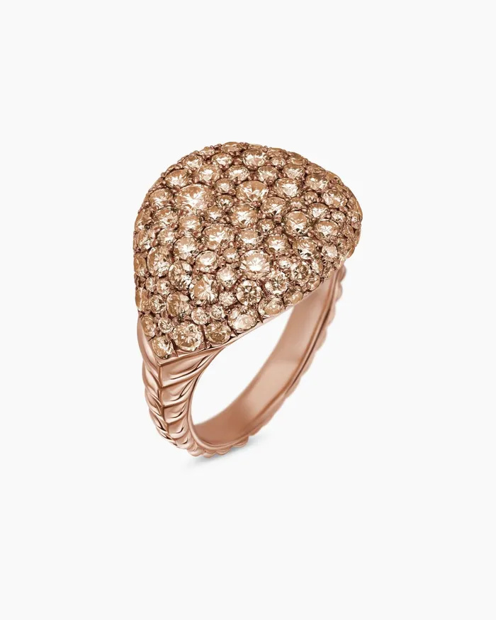 Pav Pinky Ring In 18K Rose Gold With Diamonds 13mm Women David Yurman Pinky Pav Pinky Ring In 18K Rose Gold With Diamonds 13mm Women David Yurman Pinky