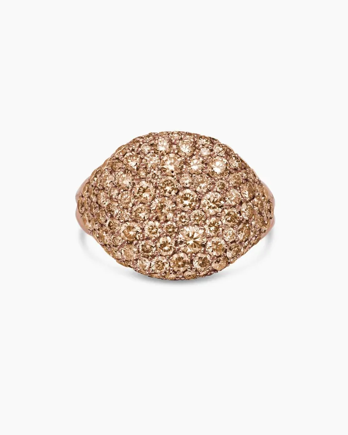 Pav Pinky Ring In 18K Rose Gold With Diamonds 13mm Women David Yurman Pinky Pav Pinky Ring In 18K Rose Gold With Diamonds 13mm Women David Yurman Pinky