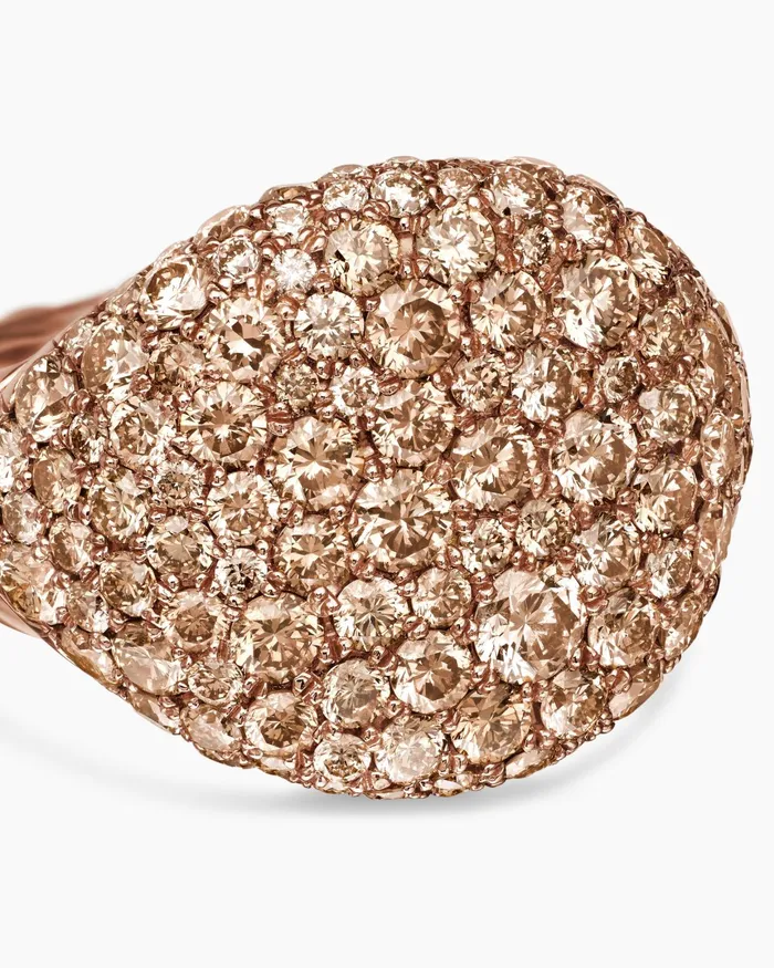 Pav Pinky Ring In 18K Rose Gold With Diamonds 13mm Women David Yurman Pinky Pav Pinky Ring In 18K Rose Gold With Diamonds 13mm Women David Yurman Pinky