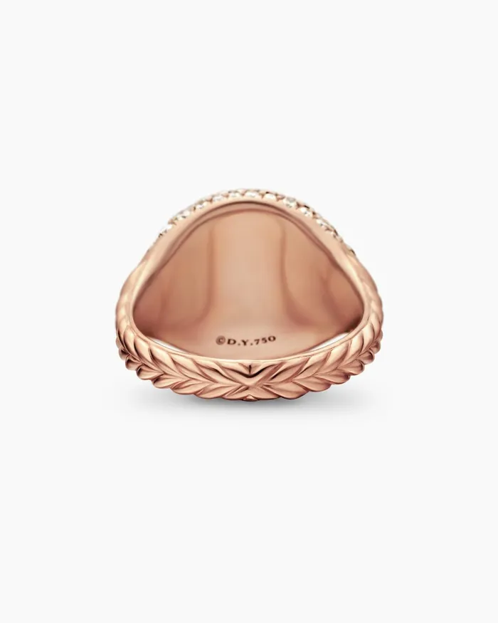 Pav Pinky Ring In 18K Rose Gold With Diamonds 13mm Women David Yurman Pinky Pav Pinky Ring In 18K Rose Gold With Diamonds 13mm Women David Yurman Pinky