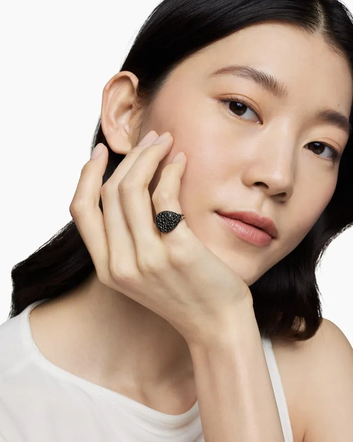 Pav Pinky Ring In 18K White Gold With Diamonds 13mm Women David Yurman Pinky Pav Pinky Ring In 18K White Gold With Diamonds 13mm Women David Yurman Pinky