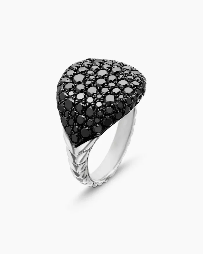 Pav Pinky Ring In 18K White Gold With Diamonds 13mm Women David Yurman Pinky Pav Pinky Ring In 18K White Gold With Diamonds 13mm Women David Yurman Pinky