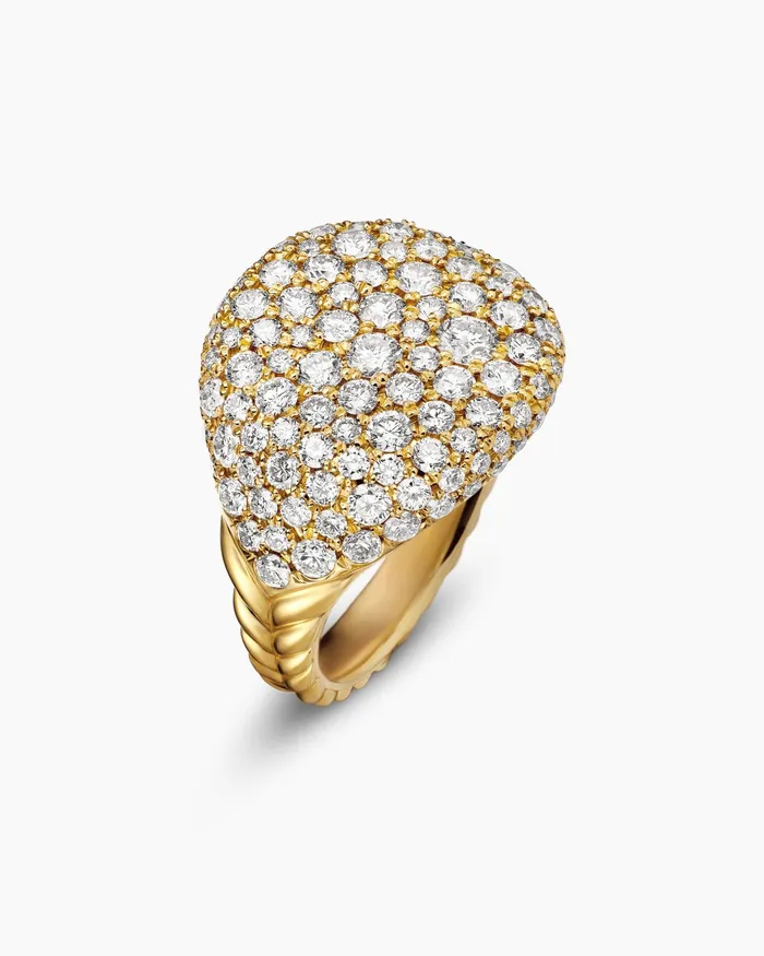 Pav Pinky Ring In 18K Yellow Gold With Diamonds 13mm Women David Yurman Pinky Pav Pinky Ring In 18K Yellow Gold With Diamonds 13mm Women David Yurman Pinky
