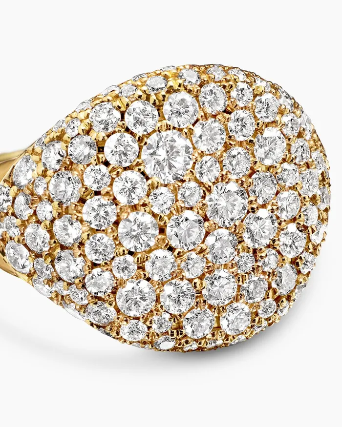 Pav Pinky Ring In 18K Yellow Gold With Diamonds 13mm Women David Yurman Pinky Pav Pinky Ring In 18K Yellow Gold With Diamonds 13mm Women David Yurman Pinky