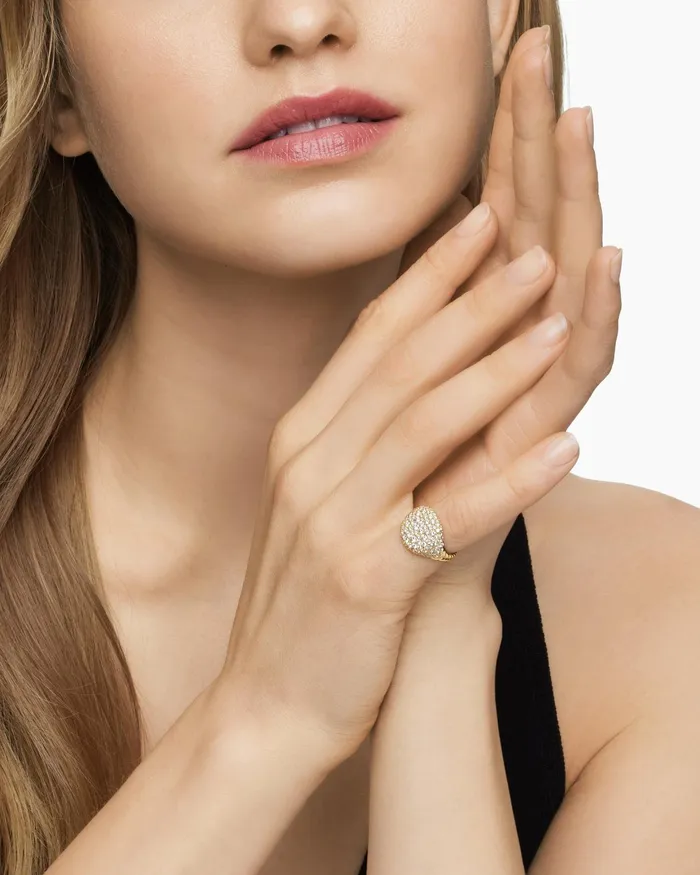 Pav Pinky Ring In 18K Yellow Gold With Diamonds 13mm Women David Yurman Pinky Pav Pinky Ring In 18K Yellow Gold With Diamonds 13mm Women David Yurman Pinky