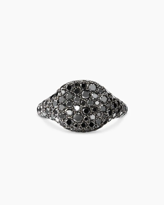 Pav Pinky Ring In White Gold With Black Diamonds Women David Yurman Pinky