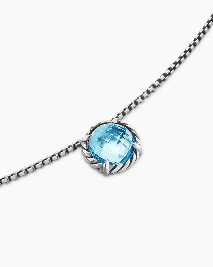 Petite Chatelaine Necklace In Sterling Silver With Blue Topaz 10mm Women David Yurman Pendant Petite Chatelaine Necklace In Sterling Silver With Blue Topaz 10mm Women David Yurman Pendant