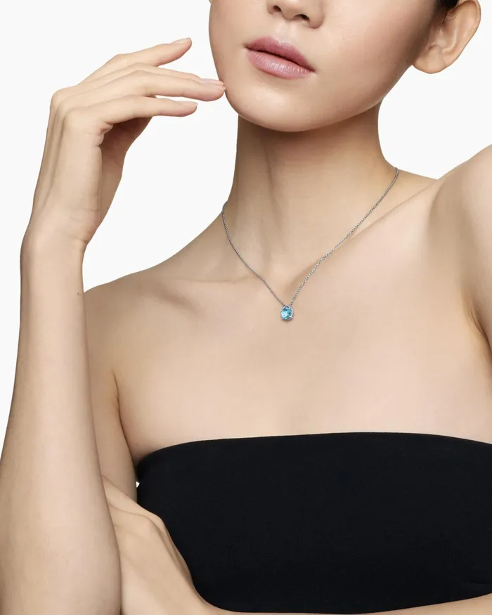 Petite Chatelaine Necklace In Sterling Silver With Blue Topaz 10mm Women David Yurman Pendant Petite Chatelaine Necklace In Sterling Silver With Blue Topaz 10mm Women David Yurman Pendant