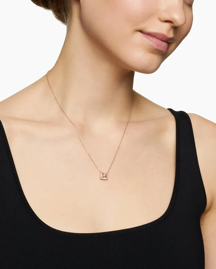 Petite Chatelaine Pav Bezel Pendant Necklace In 18K Rose Gold With Morganite And Diamonds 7mm Women David Yurman Pendant