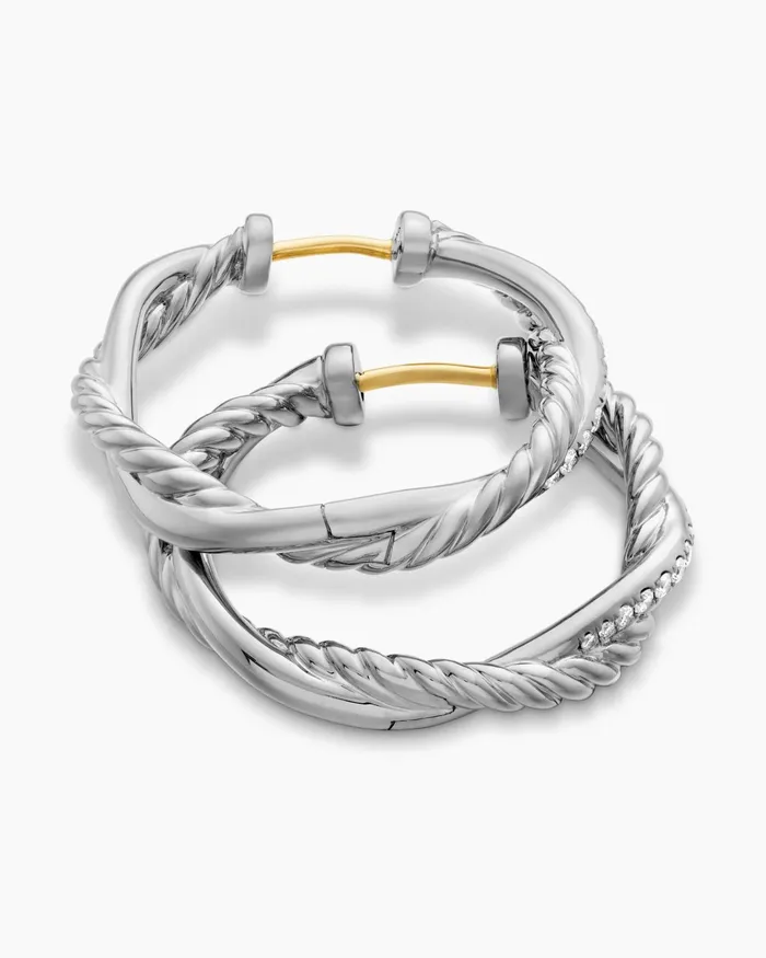 Petite Infinity Hoop Earrings In Sterling Silver With Diamonds 173mm Women David Yurman Hoop Petite Infinity Hoop Earrings In Sterling Silver With Diamonds 173mm Women David Yurman Hoop