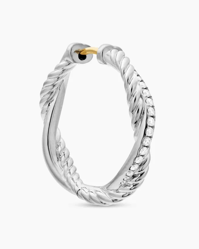 Petite Infinity Hoop Earrings In Sterling Silver With Diamonds 173mm Women David Yurman Hoop Petite Infinity Hoop Earrings In Sterling Silver With Diamonds 173mm Women David Yurman Hoop