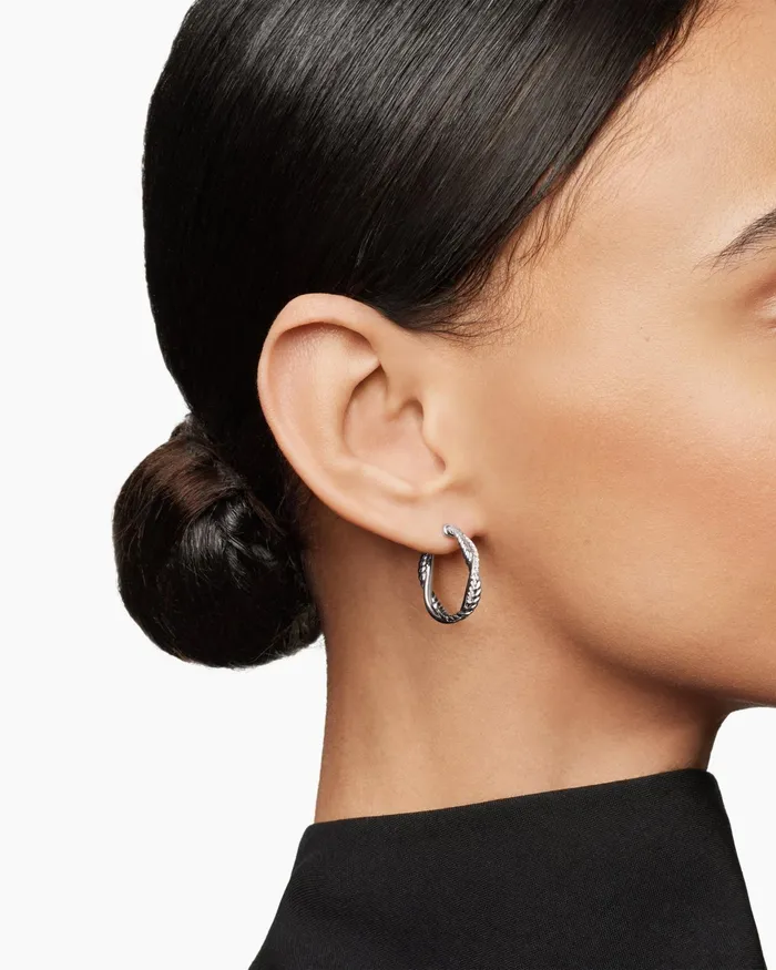 Petite Infinity Hoop Earrings In Sterling Silver With Diamonds 173mm Women David Yurman Hoop Petite Infinity Hoop Earrings In Sterling Silver With Diamonds 173mm Women David Yurman Hoop