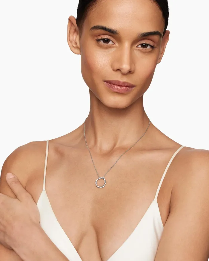 Petite Infinity Pendant Necklace In Sterling Silver With Diamonds 18mm Women David Yurman Pendant Petite Infinity Pendant Necklace In Sterling Silver With Diamonds 18mm Women David Yurman Pendant