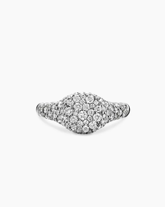 Petite Pav Pinky Ring In 18K White Gold 7mm Women David Yurman Pinky Petite Pav Pinky Ring In 18K White Gold 7mm Women David Yurman Pinky